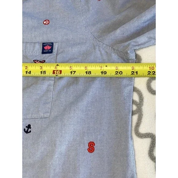 Superdry Womens Long Sleeve Shirt L Madison Blue Embroidered Denim Button - Picture 6 of 11